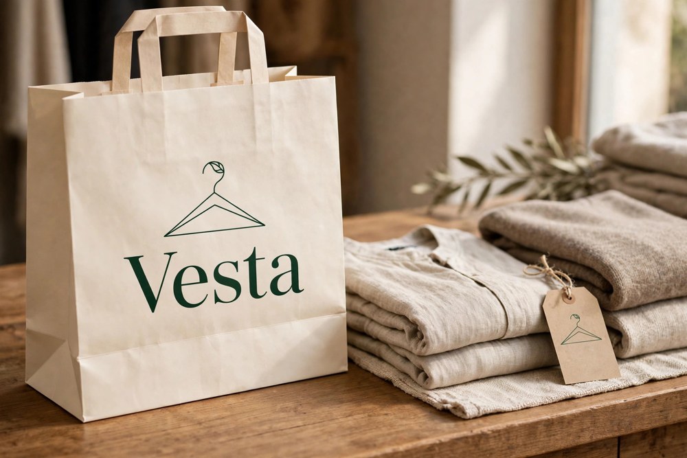 Bolsa y etiqueta de Vesta